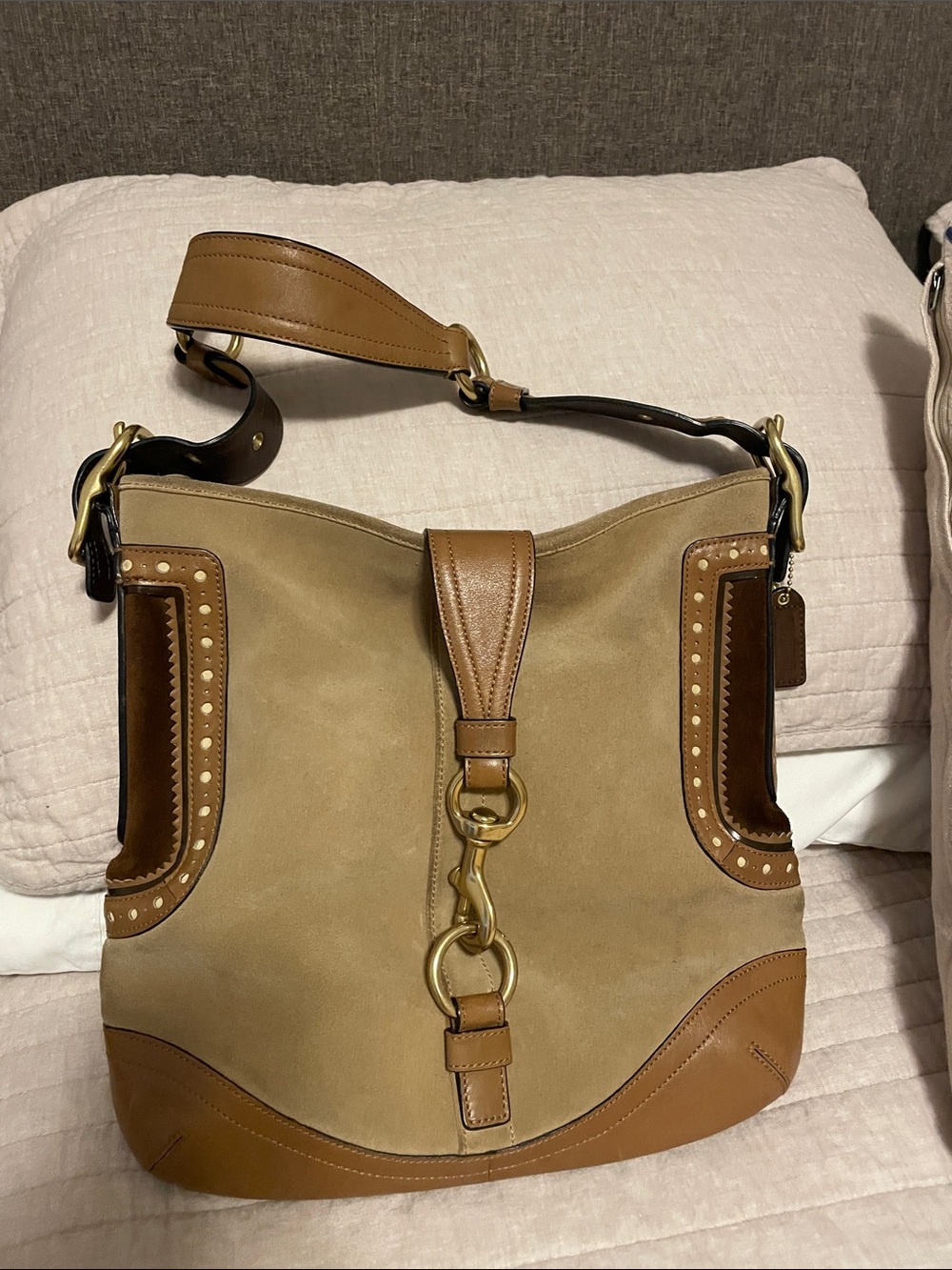 Coach Hamptons Suede Hobo Bag F10420